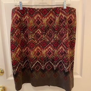 JJill short lined knit skirt in wine and beige. Size L